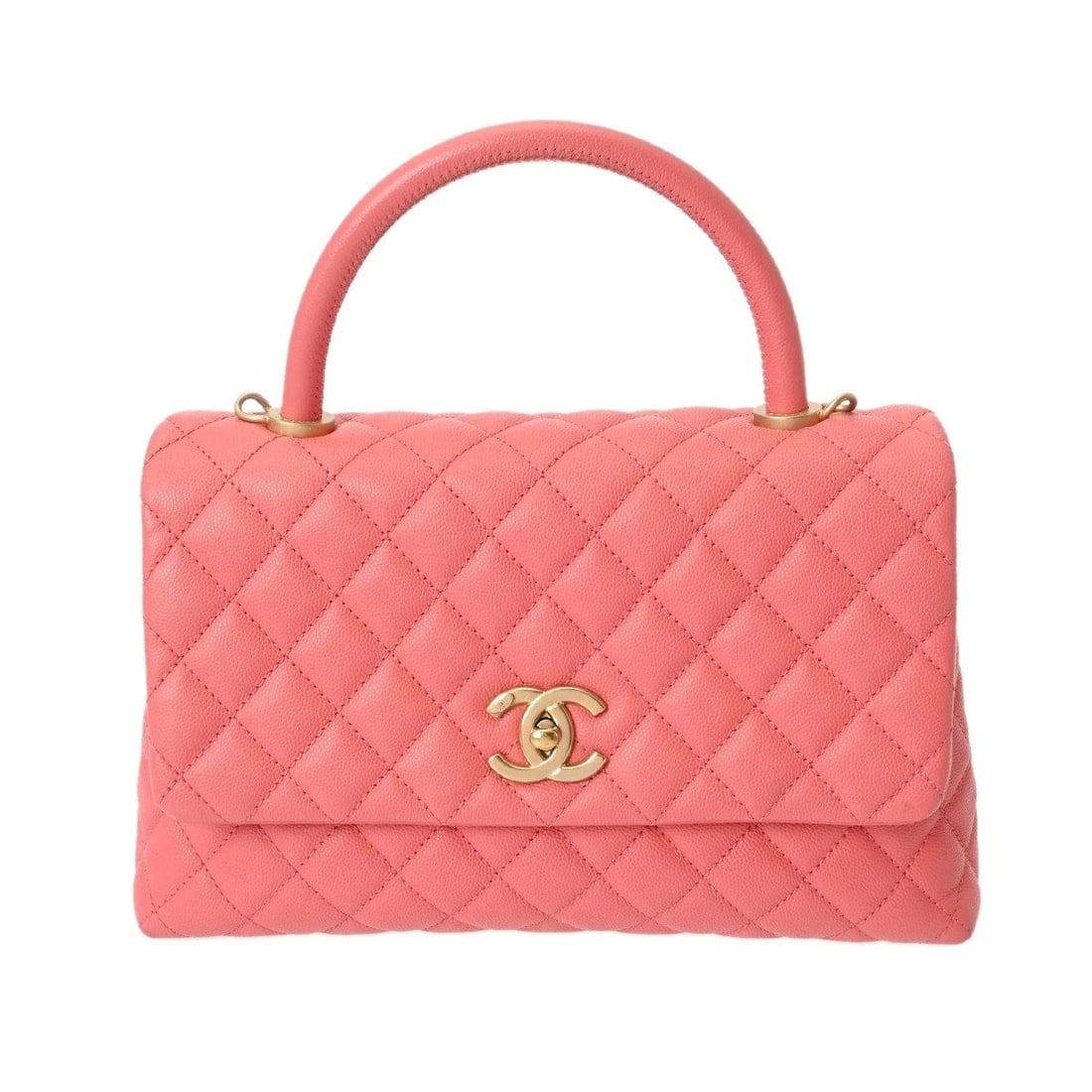 CHANEL HANDLE XS 2WAY CHAIN SHOULDER MATRASSE CAVIARSKIN: CHANEL Handle XS 2WAY Chain Shoulder Matrasse Caviarskin Brand: CHANEL Type/Style: Handbag Material: Caviarskin Color: pink ? Gold Metal Size: H:about 6.7inch W:about 11.0inch Bottom D:about 4.3inch