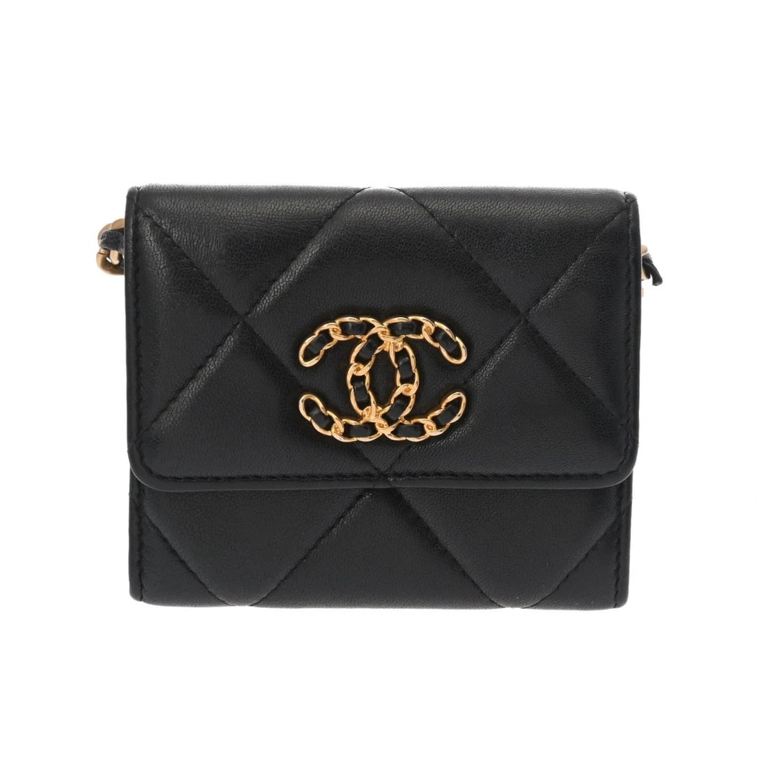 CHANEL MINI CHAIN WALLET LAMBSKIN BLACK SHOULDER BAG