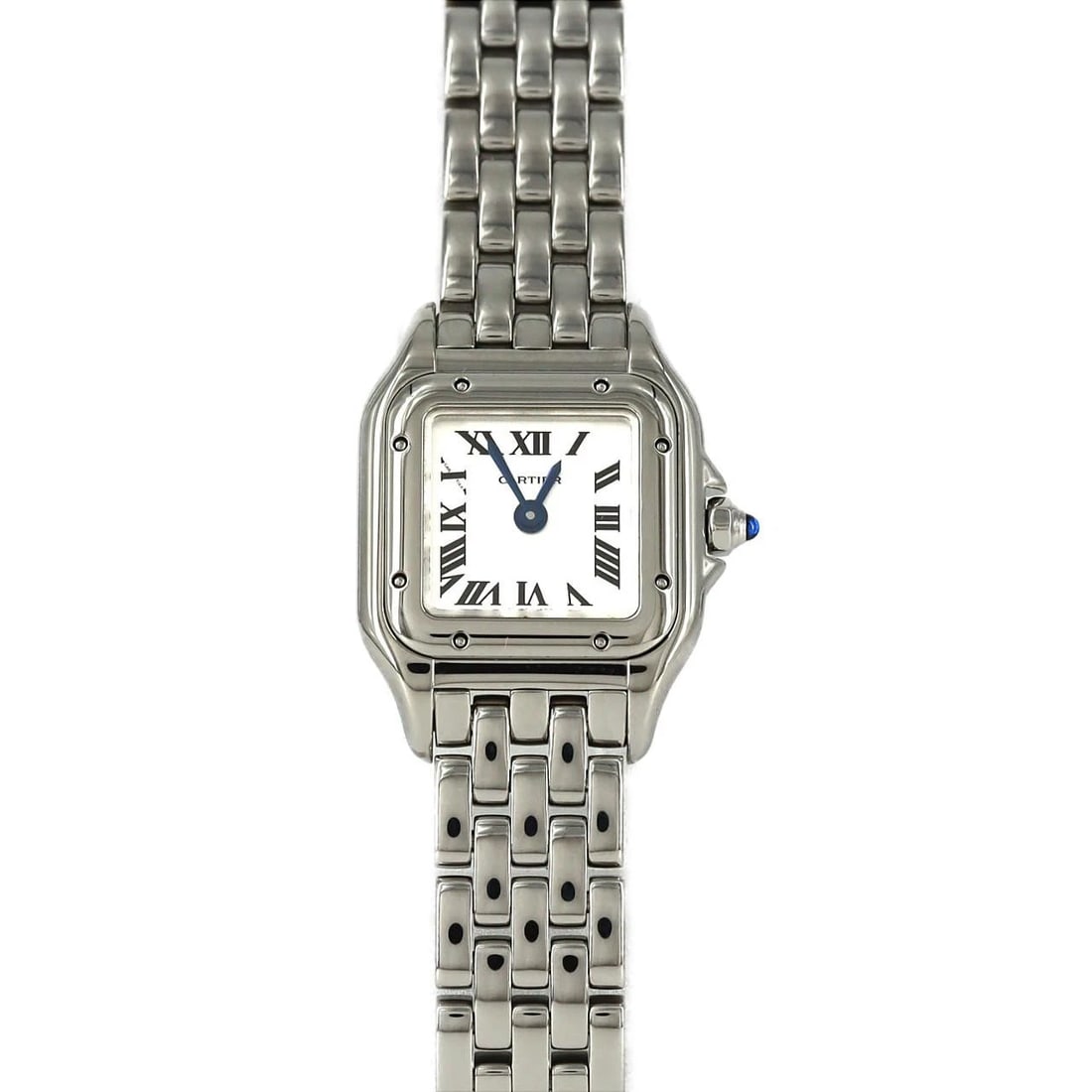 CARTIER MINI PANTHERE STAINLESS STEEL WATCH: Cartier Mini Panthere Stainless Steel watch Brand: CARTIER Type/Style: Wrist watch Material: Case: Stainless Steel Breath: Stainless Steel Color: Dial color: Silver/Roman Size: Case diameter: 18.5x25m