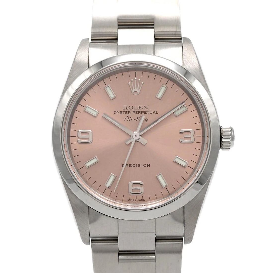 ROLEX AIR-KING STAINLESS STEEL MECHANICAL AUTOMATIC WATCH: Rolex Air-King Stainless Steel Mechanical Automatic watch Brand: ROLEX Type/Style: Wrist watch Material: Case: Stainless Steel Breath: Stainless Steel Color: Dial color: Pink/3.6.9 Size: Case diameter