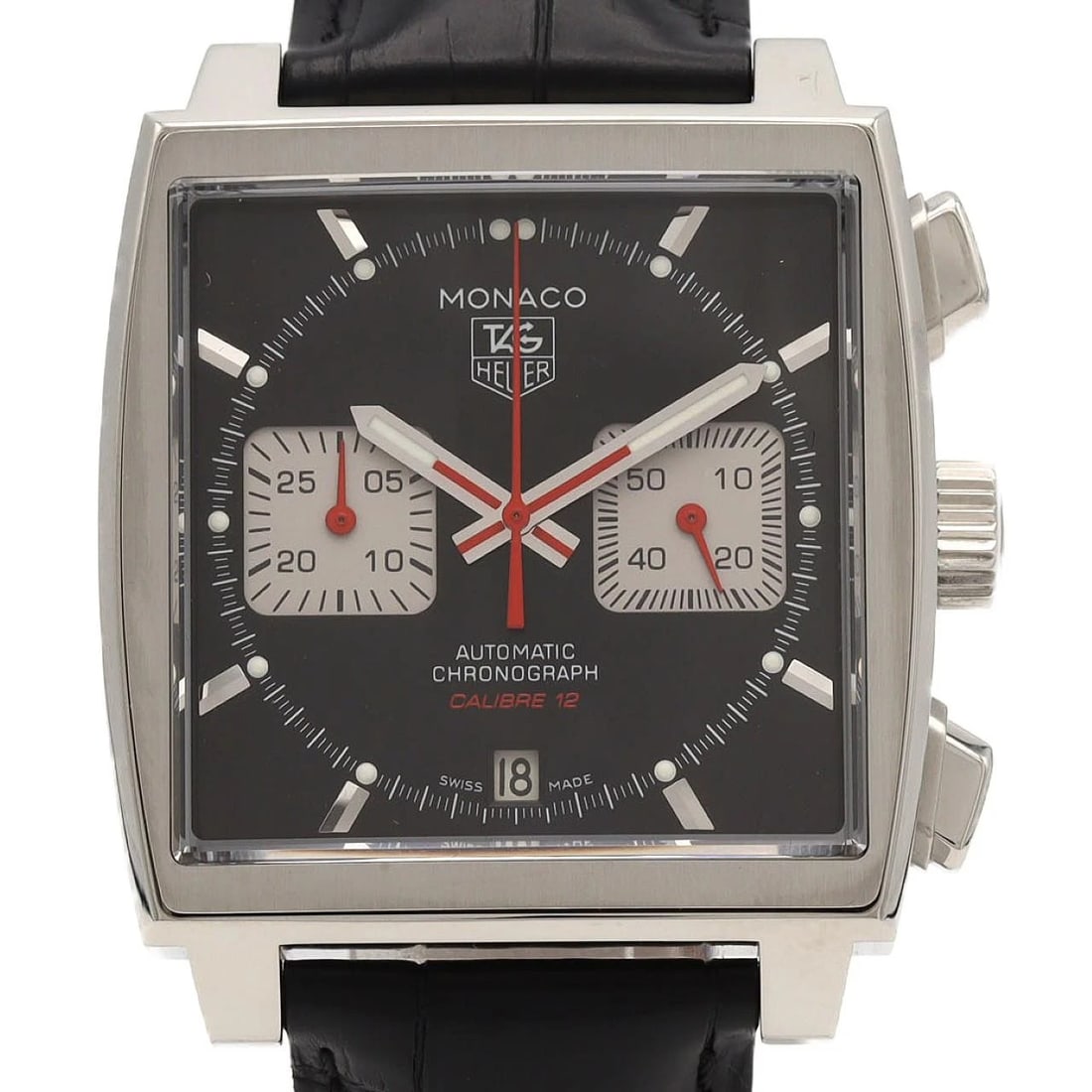 TAG HEUER CHRONOGRAPH CALIBRE WATCH: TAG Heuer Chronograph Calibre watch Brand: TAG Heuer Type/Style: Wrist watch Material: Case: Stainless Steel Bracelet: Strap Color: Dial color: Black, Gray Band color: Black Size: Case diameter: Appro