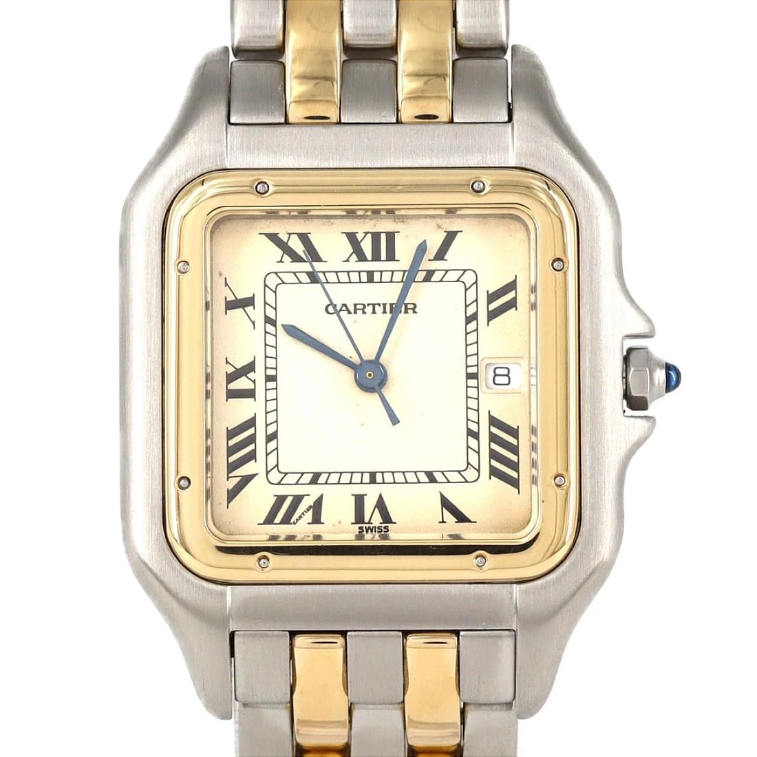 CARTIER PANTHERELM SSXYG QUARTZ WATCH: Cartier PANTHERELM SSxYG Quartz watch Brand: CARTIER Type/Style: Wrist watch Material: Case: Stainless steel x yellow gold Bracelet: Stainless steel x yellow gold Color: Dial color: Silver/Roman Size: