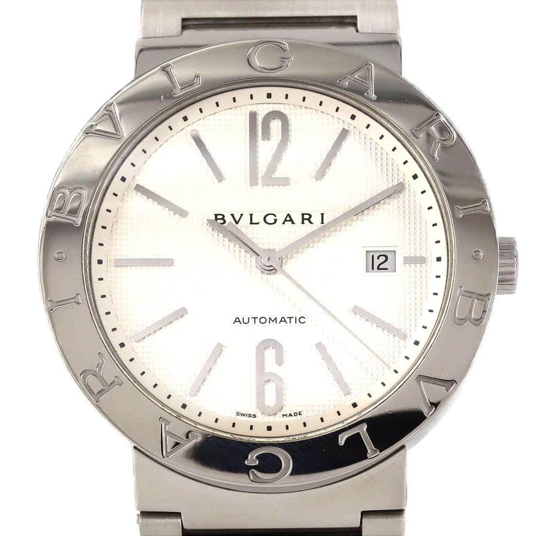 BVLGARI STAINLESS STEEL WATCH: Bvlgari Stainless Steel watch Brand: BVLGARI Type/Style: Wrist watch Material: Case: Stainless Steel Breath: Stainless Steel Color: Dial Color: White Size: Case diameter: Approx. 42 mm Max wrist circu