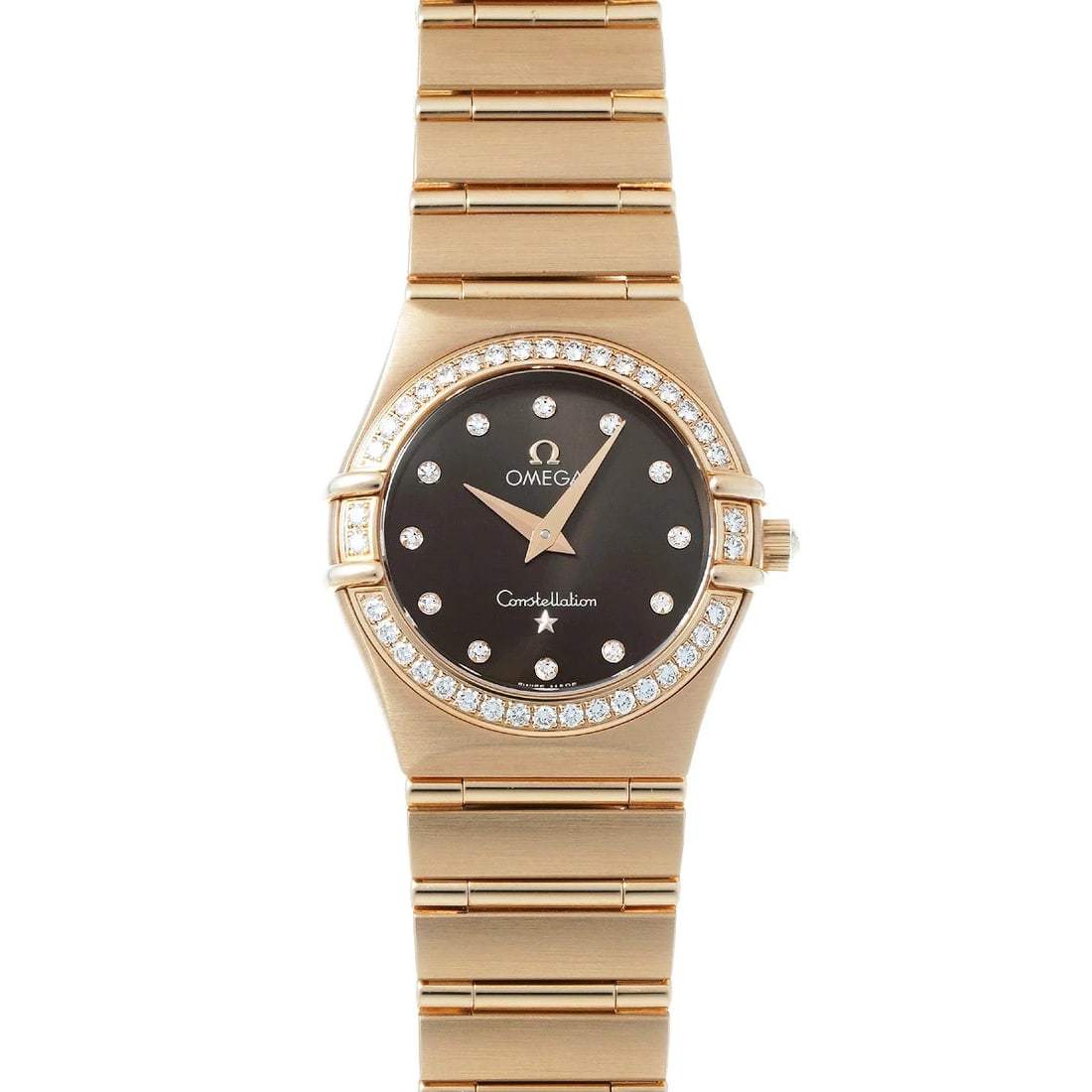 OMEGA CONSTELLATION RED GOLD WATCH: OMEGA Constellation Red Gold watch Brand: OMEGA Type/Style: Wristwatch Material: Case Material Red Gold Color: Dial Color Brown/Diamond Size: Case: Height/28mm Width/25.5mm Case: Height/28mm Width/25.