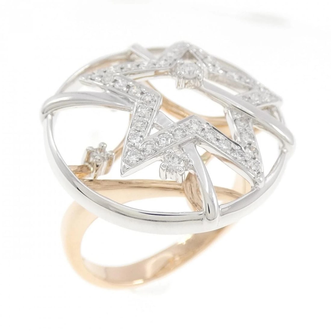 PONTE VECCHIO DIAMOND RING: Ponte Vecchio Diamond Ring Brand: Ponte Vecchio Type/Style: Ponte Vecchio Ring Material: 18K white gold/18K pink gold Main Stone Natural Color: WG,PG Size: US4 1/2 Accessories: None Accessories