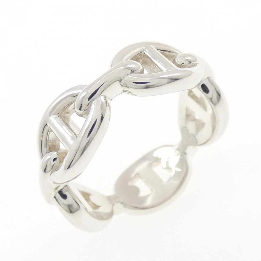 HERMES CHAINE D'ANCRE ENCHAINE RING: Hermes Chaine d'Ancre Enchaine Ring Brand: HERMES Type/Style: Hermes Ring Material: 925Silver Color: Silver Size: US7(54) Accessories: None Accessories Notice: When purchasing pre-owned go