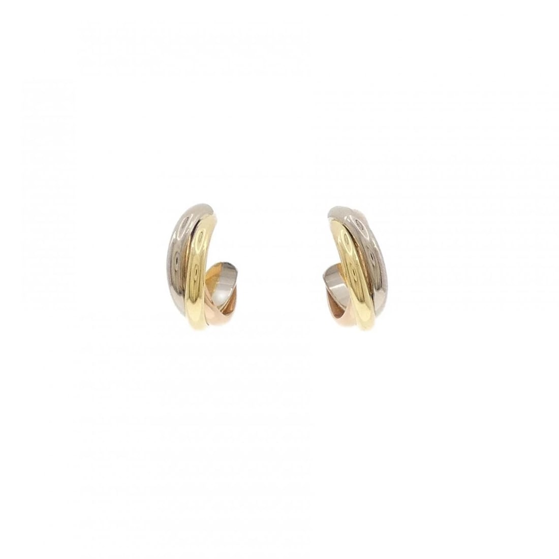CARTIER TRINITY SMALL PIERCE: Cartier Trinity Small Pierce Brand: CARTIER Type/Style: Cartier Pierce/Earring Material: 750 Yellow Gold/750 White Gold/750 Pink Gold Color: YG,WG,Pg Size: Actual Size Approx. height x width: 12.5mm x