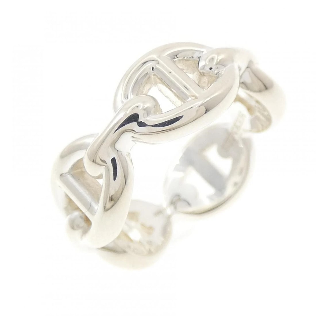 HERMES CHAINE D'ANCRE ENCHAINE RING: Hermes Chaine d'Ancre Enchaine Ring Brand: HERMES Type/Style: Hermes Ring Material: 925Silver Color: Silver Size: US5(49) Accessories: None Accessories Notice: When purchasing pre-owned goods, please