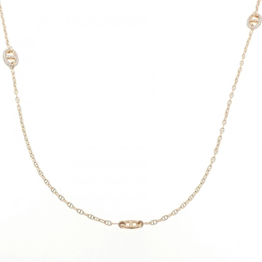 HERMES FARANDOLE NECKLACE: Hermes Farandole Necklace Brand: HERMES Type/Style: Hermes Necklace Material: 750 Pink Gold Main Stone Natural Color: Pink Gold Size: length80cmActual Size Motif maximum width approx.: 8.7mm Chain