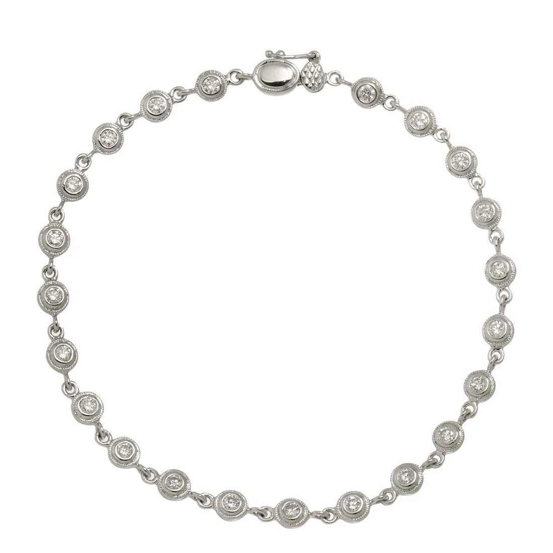 DIAMOND BRACELET 18K WG WHITE GOLD 750: Diamond Bracelet 18K WG White Gold 750 Brand: Unbranded Type/Style: Bracelet Material: 750 White Gold Main Stone Natural Color: White Gold Size: Length:apporox.7.1inchThickness:4.2mm Accessories: