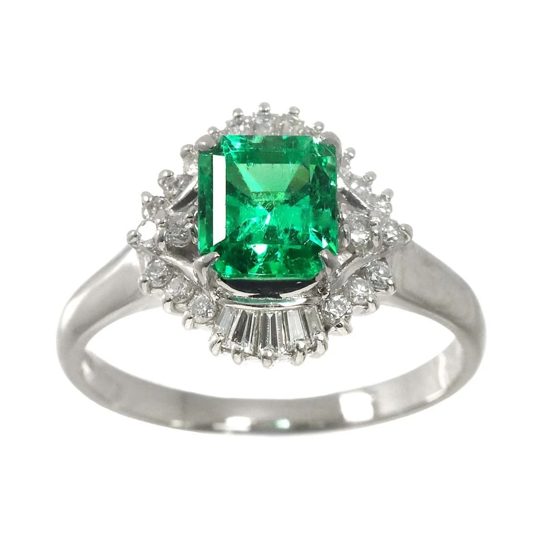 EMERALD DIAMOND RING PT PLATINUM - 2