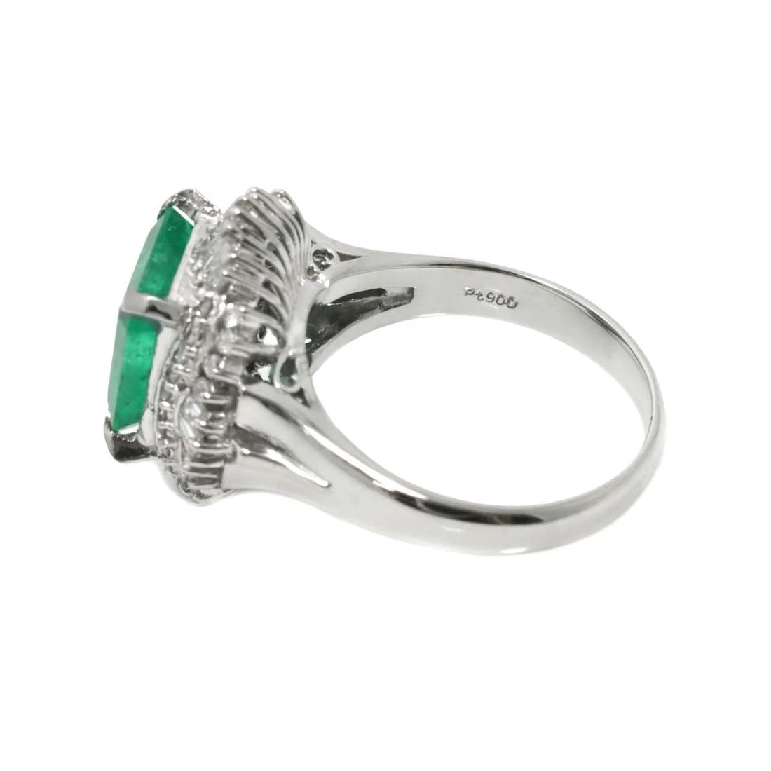 EMERALD DIAMOND RING PT PLATINUM - 4