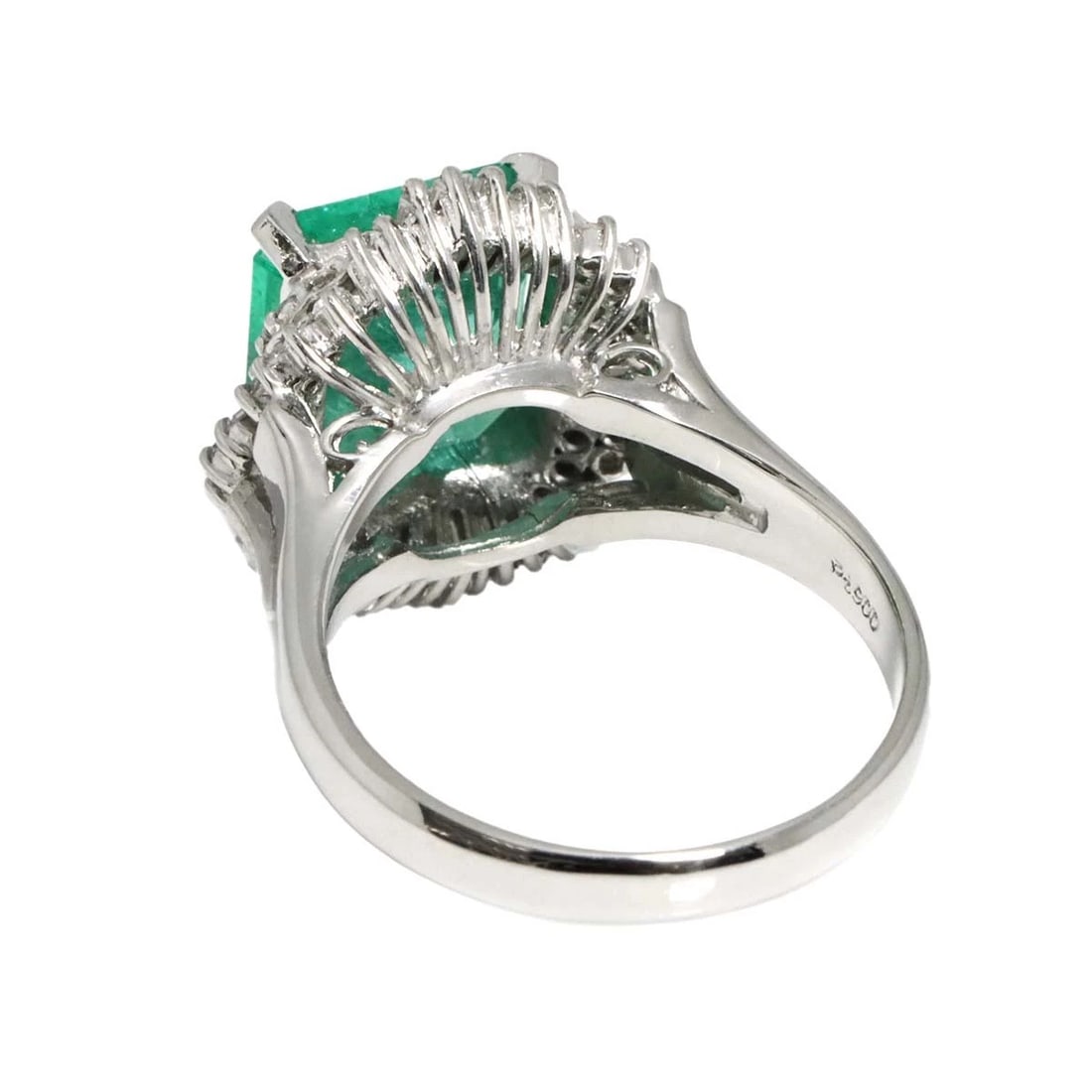 EMERALD DIAMOND RING PT PLATINUM - 5