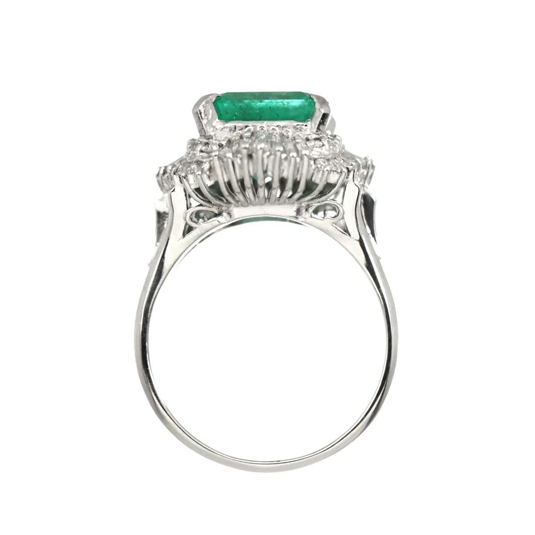 EMERALD DIAMOND RING PT PLATINUM - 6