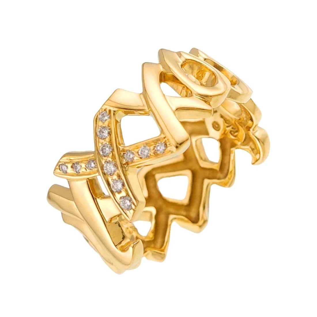 TIFFANY CO. LOVE KISS DIAMOND RING 18K YELLOW GOLD 750: TIFFANY Co. love kiss Diamond Ring 18K Yellow Gold 750 Brand: TIFFANY CO. Type/Style: Ring Material: 750 Yellow Gold Main Stone Natural Color: Gold Size: 5.25(US) Accessories: None Accessories
