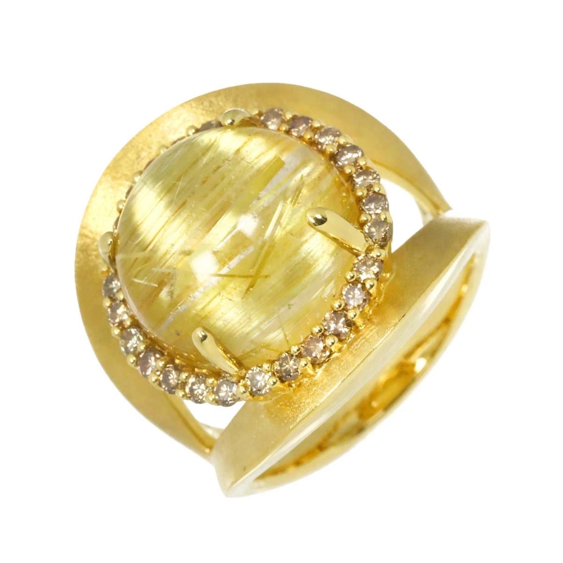 RUTILE QUARTZ DIAMOND RING 18K YG YELLOW GOLD 750: Rutile Quartz Diamond Ring 18K YG Yellow Gold 750 Brand: Unbranded Type/Style: Ring Material: 750 Yellow Gold Color: Yellow Gold Size: 6(US) Accessories: None Accessories Notice: When purc
