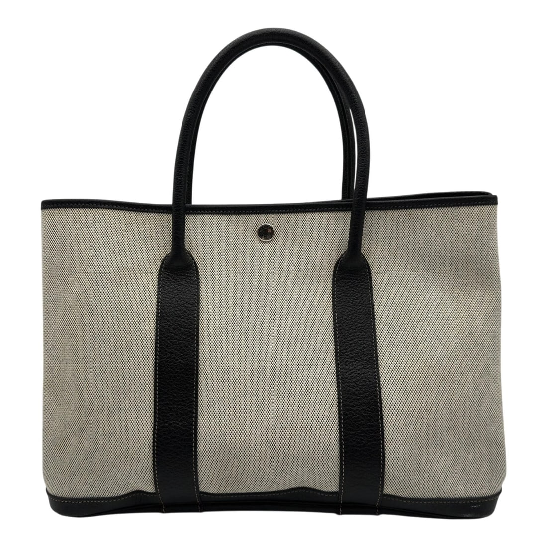 HERMES GARDEN PARTY IVORY/BLACK TOILE/BUFFLE: HERMES Garden Party Ivory/Black Toile/Buffle Brand: HERMES Type/Style: Handbag Material: Toile/Buffalo Color: Ivory/Black Size: W: 36.0cm / H: 25.0cm / D: 17.0cm Accessories: None Accessories Notice: