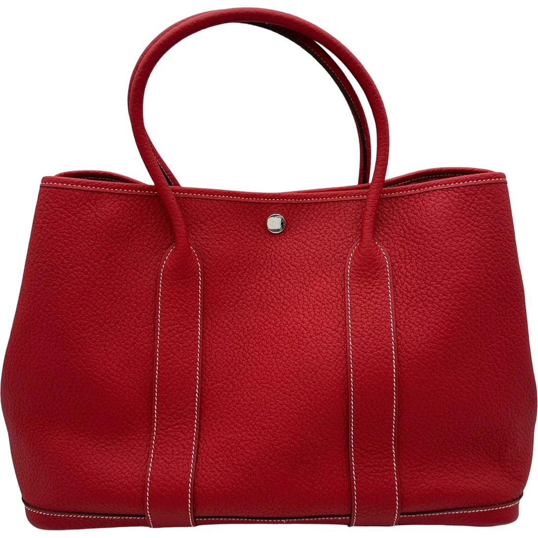 HERMES GARDEN PARTY ROUGE CASAQUE TAURILLON LEATHER: Hermes Garden Party Rouge Casaque Taurillon Leather Brand: HERMES Type/Style: Handbag Material: Taurillon Color: Rouge Casaque / SV Hardware Size: W: 36cm / H: 25.5cm / D: 17cm Accessories: None