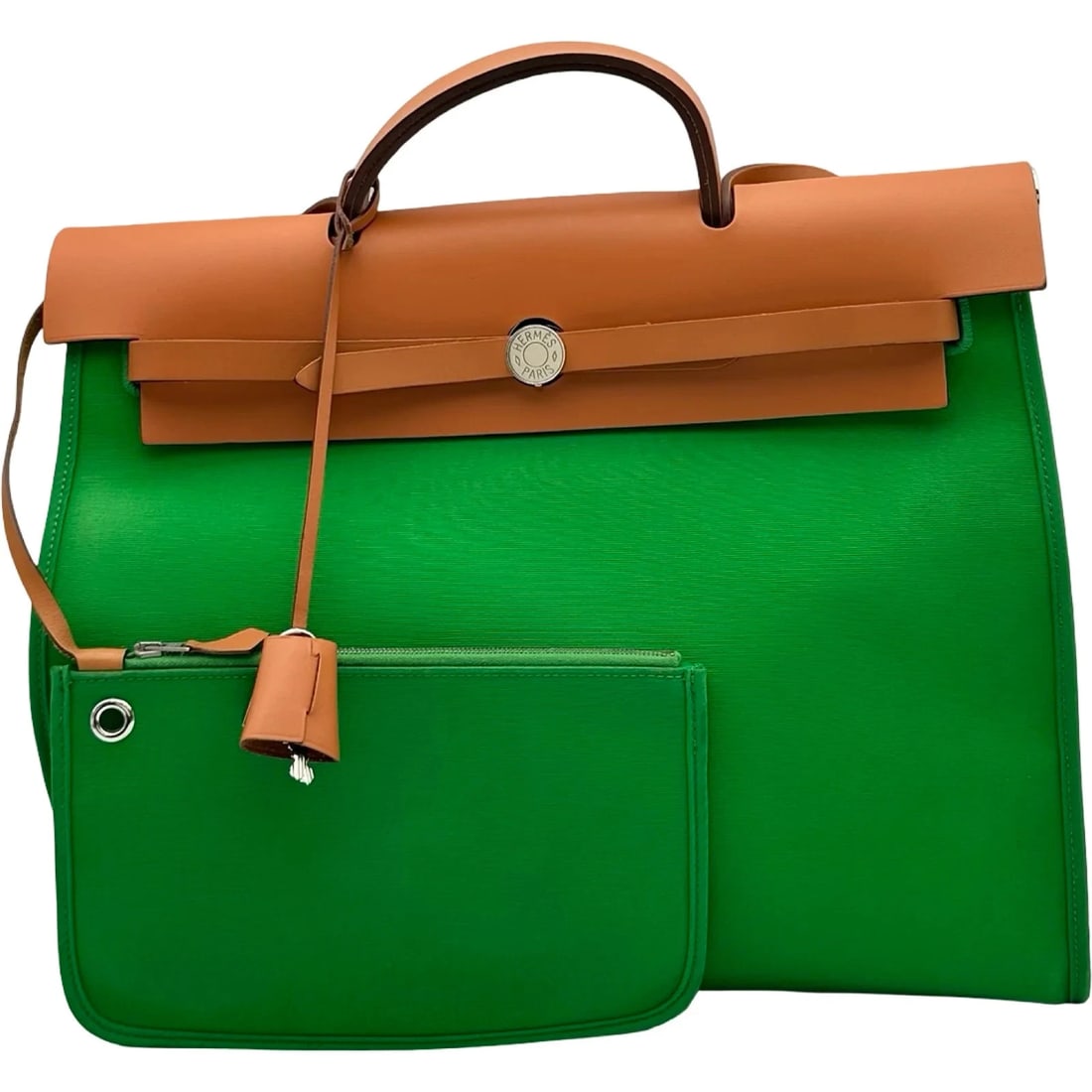 HERMES HERBAG ZIP BAMBOO-NATURAL TOILE H