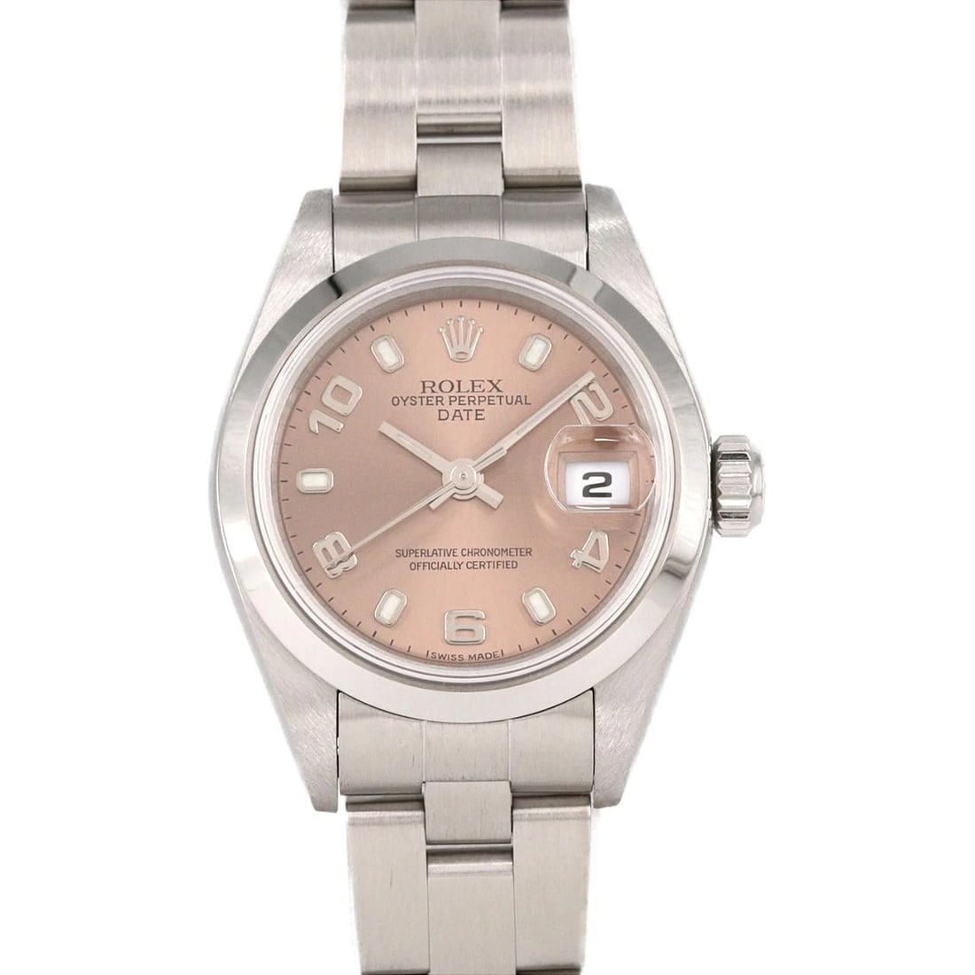 ROLEX OYSTER PERPETUAL DATE STAINLESS STEEL MECHANICAL WATCH: Rolex Oyster Perpetual Date Stainless Steel Mechanical watch Brand: ROLEX Type/Style: Wrist watch Material: Case: Stainless Steel Breath: Stainless Steel Color: Dial color: Pink/Arabic Size: Case diam