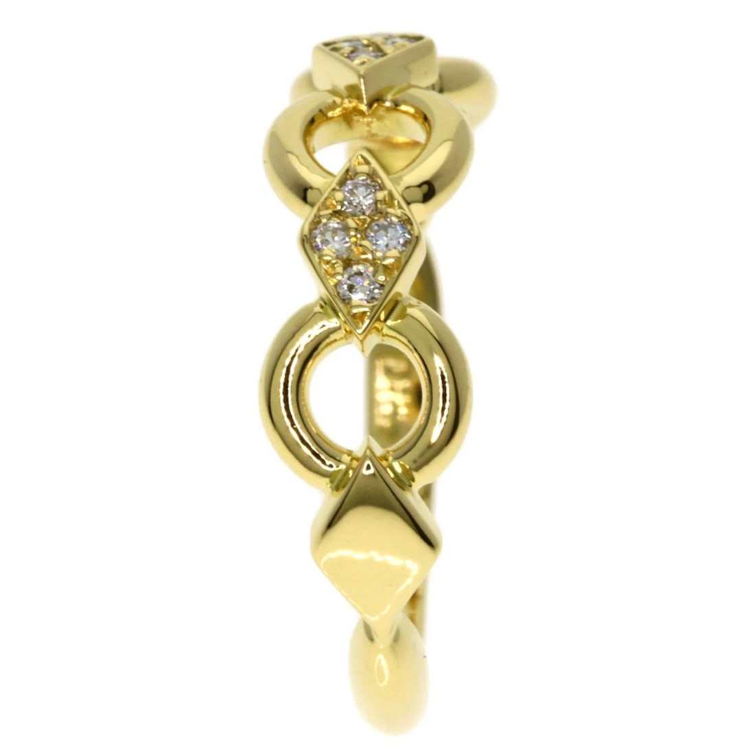 DIOR DIAMOND RING K18 YELLOW GOLD: Dior Diamond Ring K18 Yellow Gold Brand: Dior Type/Style: Ring Material: K18 Yellow Gold Color:Yellow Gold Size: 4.75(US) Accessories: None Accessories Notice: When purchasing pre-owned go
