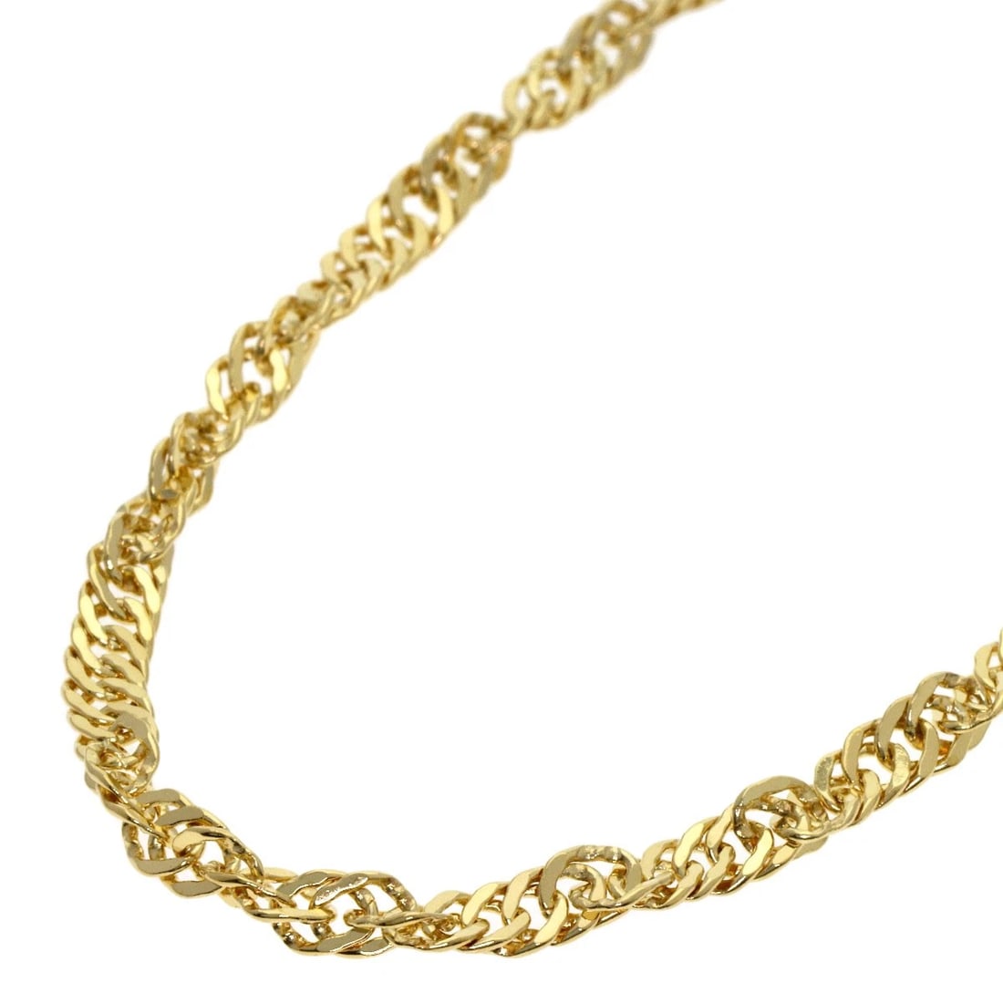 SCREW CHAIN NECKLACE K18 YELLOW GOLD: Screw Chain Necklace K18 Yellow Gold Brand: SELECT JEWELRY Type/Style: Necklace Material: K18 Yellow Gold Color: Gold Size: Chain Length:17.3inch/44cm Chain Width:1.5inch/3.8mm Accessories: None <