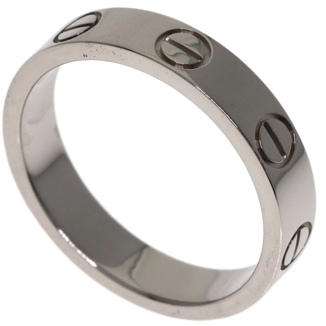 CARTIER MINI LOVE RING K18 WHITE GOLD: CARTIER Mini love Ring K18 White Gold Brand: CARTIER Type/Style: Ring Material: K18 White Gold Color: Silver Size: 4.25(US) Accessories: None Accessories Notice: When purchasing pre-owned