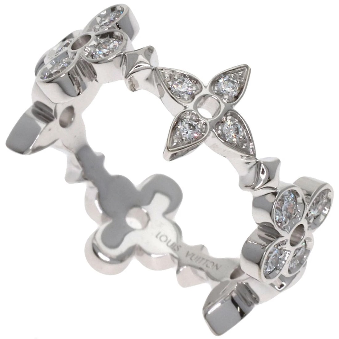 LOUIS VUITTON RING K18 WHITE GOLD: LOUIS VUITTON Ring K18 White Gold Brand: LOUIS VUITTON Type/Style: Ring Material: K18 White Gold Main Stone Natural Color: Silver Size: 5.25(US) Accessories: None Accessories Notice: When