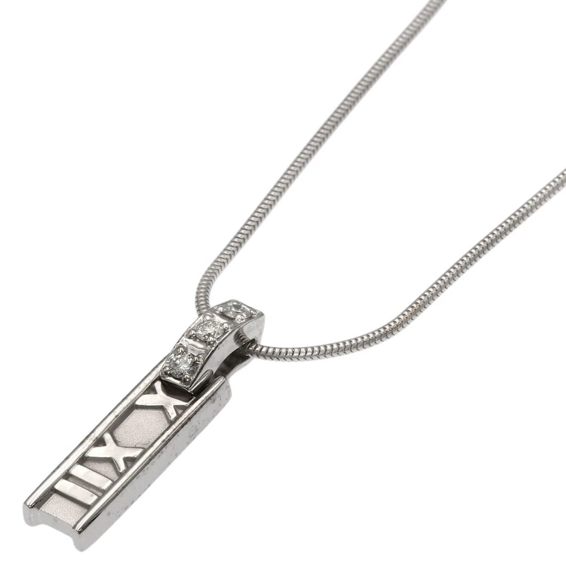 TIFFANY&CO. DIAMOND NECKLACE K18 WHITE GOLD: TIFFANY&Co. Diamond Necklace K18 White Gold Brand: TIFFANY&Co. Type/Style: Necklace Material: K18 White Gold Color: Silver Size: Chain Length:16.3inch/41.5cm Chain Width:0.3inch/0.8mm Top Size:0.6inch