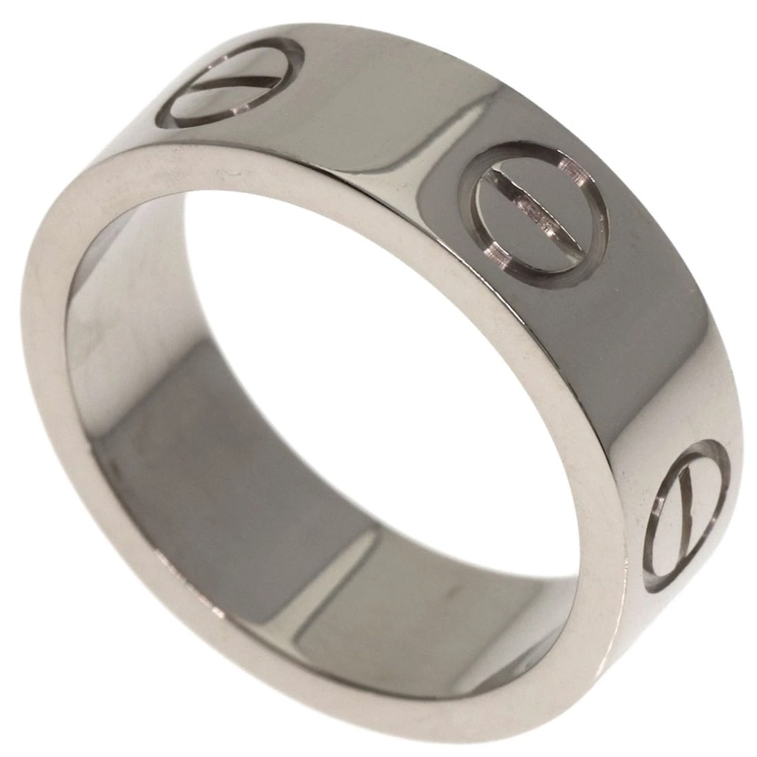 CARTIER LOVE RING K18 WHITE GOLD: CARTIER love Ring K18 White Gold Brand: CARTIER Type/Style: Ring Material: K18 White Gold Color: Silver Size: 4.25(US) Accessories: None Accessories Notice: When purchasing pre-owned goods