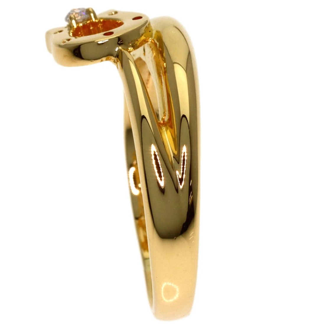 CELINE HORSESHOE DIAMOND RING K18 YELLOW GOLD: CELINE Horseshoe Diamond Ring K18 Yellow Gold Brand: CELINE Type/Style: Ring Material: K18 Yellow Gold Color: Gold Size: 5(US) Accessories: None Accessories Notice: When purchasing pre-own