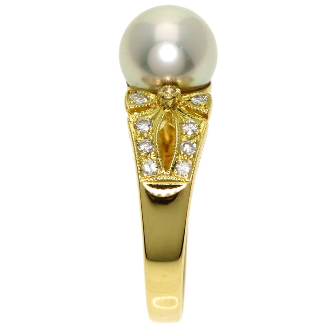 PONTE VECCHIO PEARL DIAMOND RING K18 YELLOW GOLD: Ponte Vecchio Pearl Diamond Ring K18 Yellow Gold Brand: Ponte Vecchio Type/Style: Ring Material: K18 Yellow Gold Color: Gold Size: 6.75(US) Accessories: None Accessories Notice: When purch