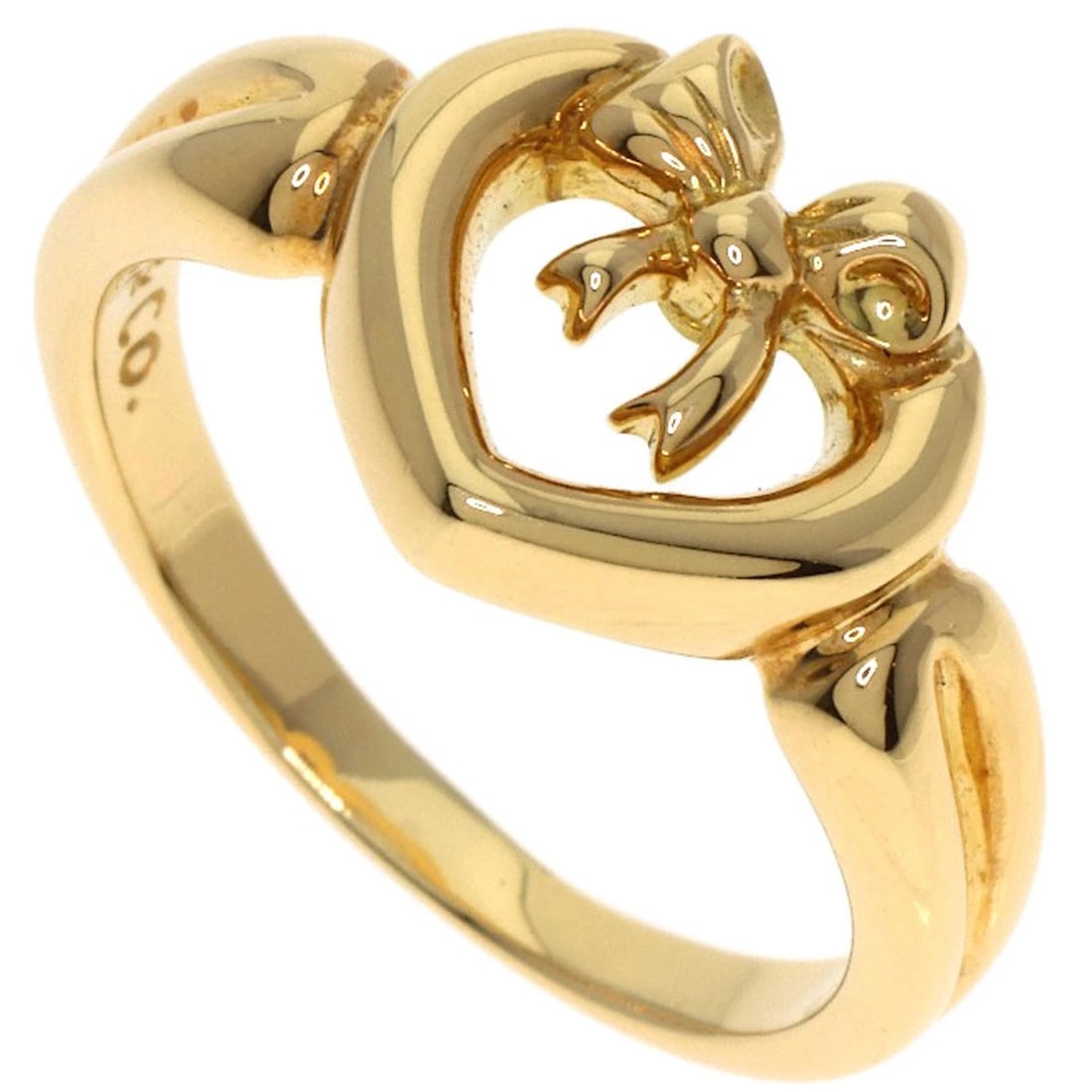 TIFFANY&CO. RIBBON HEART RING K18 YELLOW GOLD: TIFFANY&Co. Ribbon heart Ring K18 Yellow Gold Brand: TIFFANY&Co. Type/Style: Ring Material: K18 Yellow Gold Color: Gold Size: 5.25(US) Accessories: None Accessories Notice: When purchasing