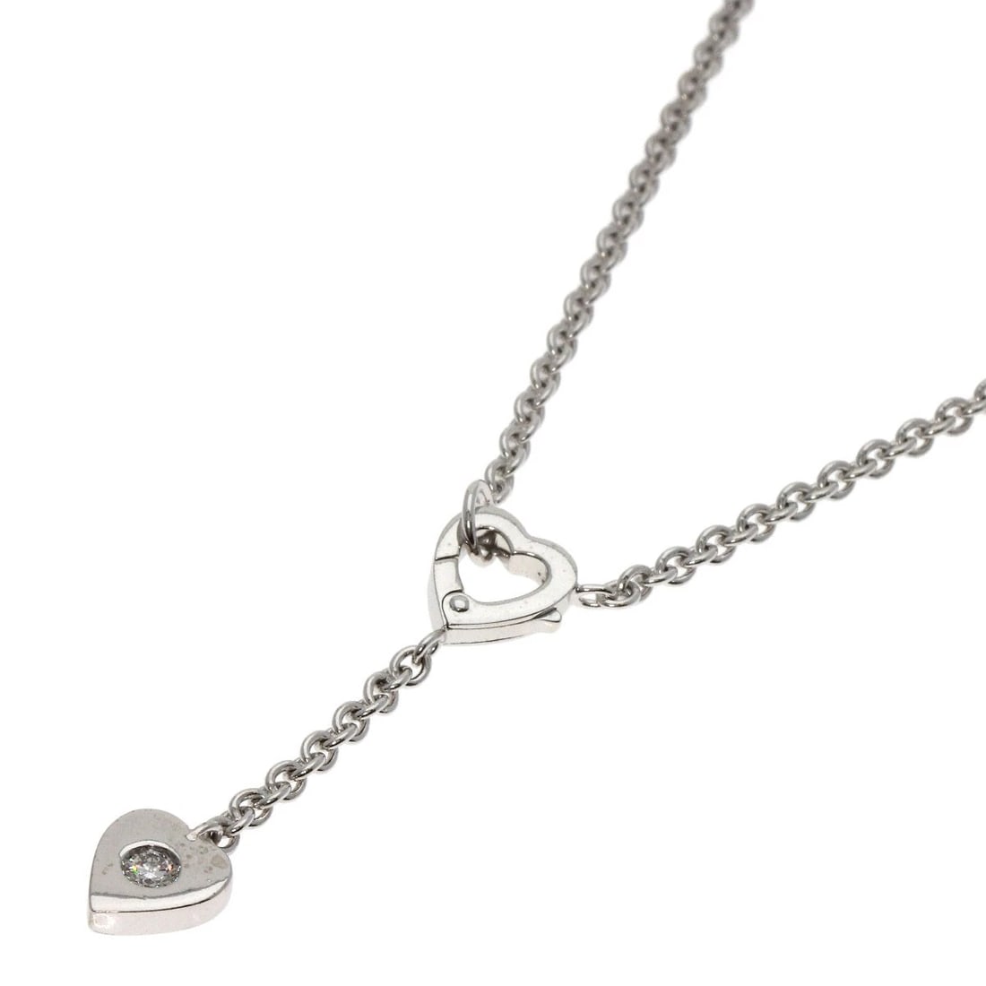 CARTIER DIAMOND NECKLACE K18 WHITE GOLD: CARTIER Diamond Necklace K18 White Gold Brand: CARTIER Type/Style: Necklace Material: K18 White Gold Color: Silver Size: Chain Length:15.7inch/40cm Chain Width:0.8inch/2.1mm Top Size:0.4inch/9.7x7.4x2