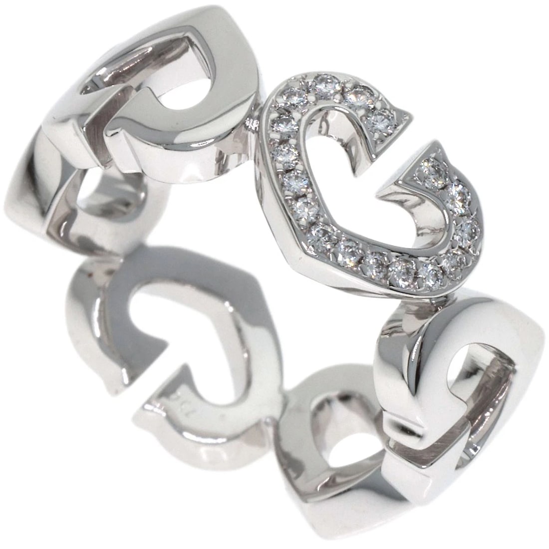 CARTIER C HEART DIAMOND RING K18 WHITE GOLD: CARTIER C Heart Diamond Ring K18 White Gold Brand: CARTIER Type/Style: Ring Material: K18 White Gold Color: Silver Size: 4.5(US) Accessories: None Accessories Notice: When purchasing pre-o