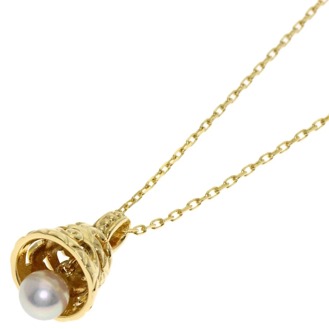 MIKIMOTO BELL MOTIF PEARL PEARL NECKLACE K18 YELLOW GOLD: MIKIMOTO Bell motif Pearl Pearl Necklace K18 Yellow Gold Brand: MIKIMOTO Type/Style: Necklace Material: K18 Yellow Gold Main Stone Pearl Color: Gold Size: Stone Size:0.2inch/5.2mm Chain Length:15.7inc