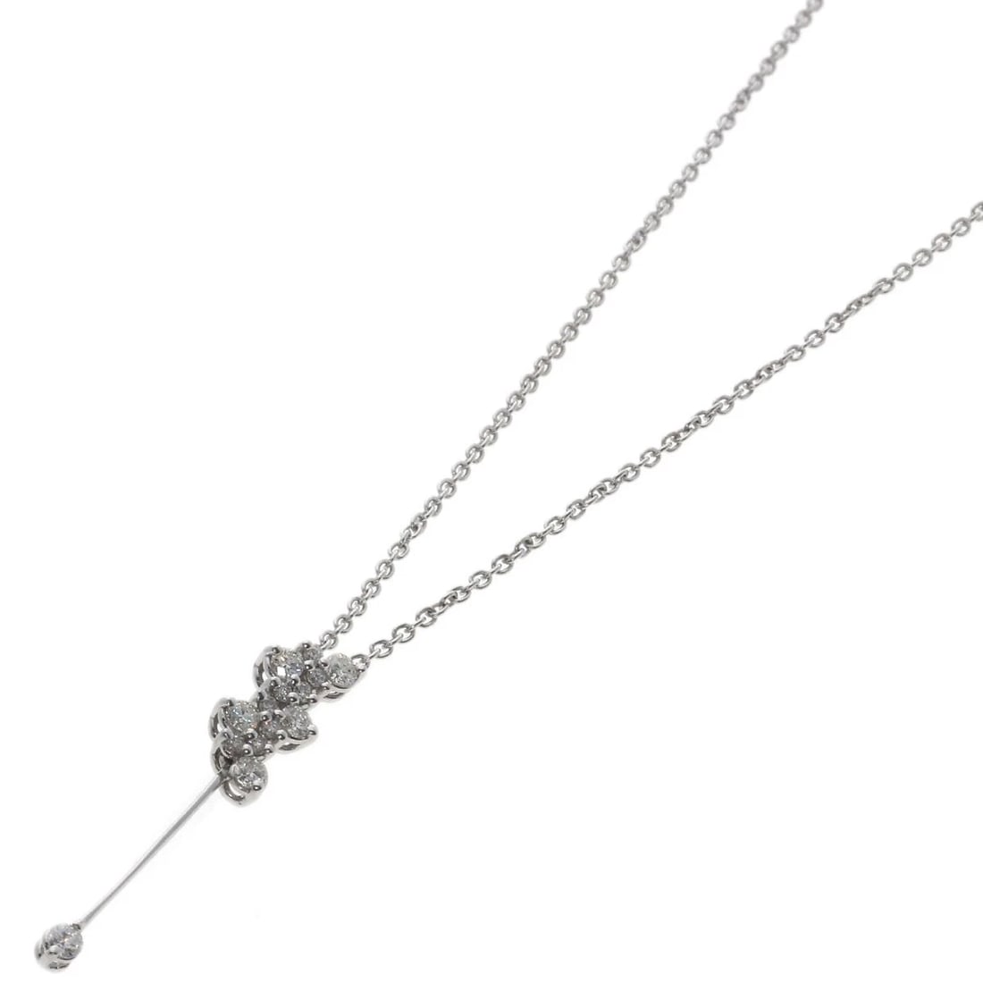 STAR JEWELRY DIAMOND NECKLACE K18 WHITE GOLD: STAR JEWELRY Diamond Necklace K18 White Gold Brand: STAR JEWELRY Type/Style: Necklace Material: K18 White Gold Color: Silver Size: Chain Length:15.0inch/38cm Chain Width:0.4inch/1mm Top Size:1.1inch/2