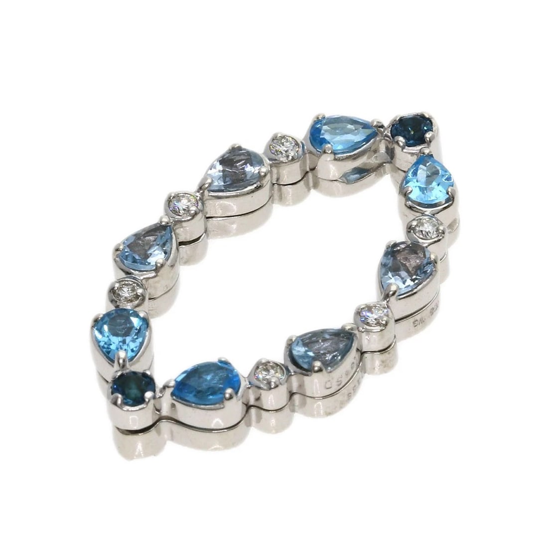 DIAMOND COLORED STONE PENDANT TOP K18 WHITE GOLD: Diamond colored stone Pendant top K18 White Gold Brand: SELECT JEWELRY Type/Style: Pendant top Material: K18 White Gold Main Stone Natural Color: Silver Size: Top Size:1.2inch/29.7x17.1x4.6mm Acce