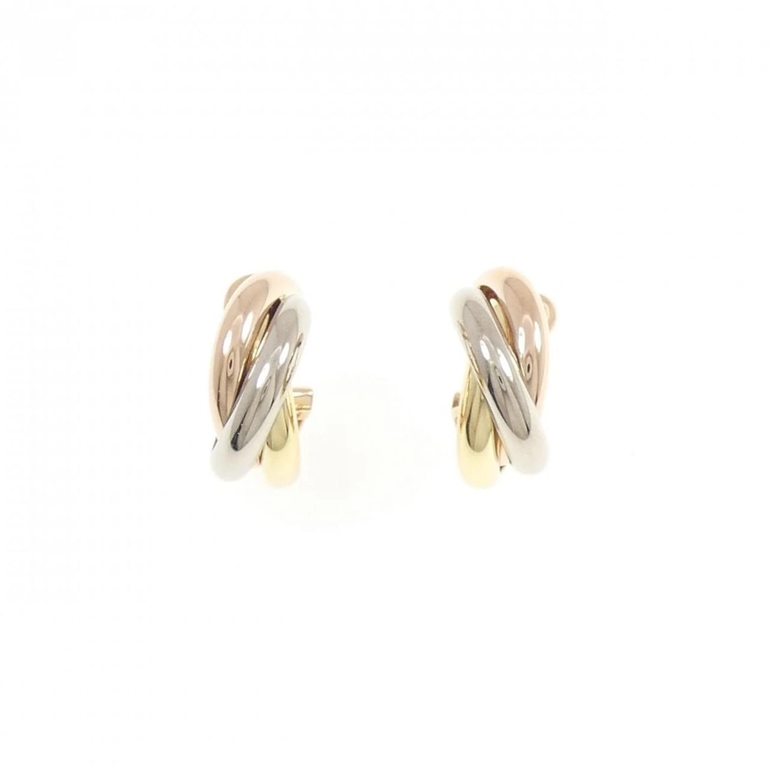 CARTIER TRINITY PIERCE: Cartier Trinity Pierce Brand: CARTIER Type/Style: Cartier Pierce/Earring Material: 750 Yellow Gold/750 White Gold/750 Pink Gold Color: WG,YG,PG Size: Actual Size Approximate dimensions (height x