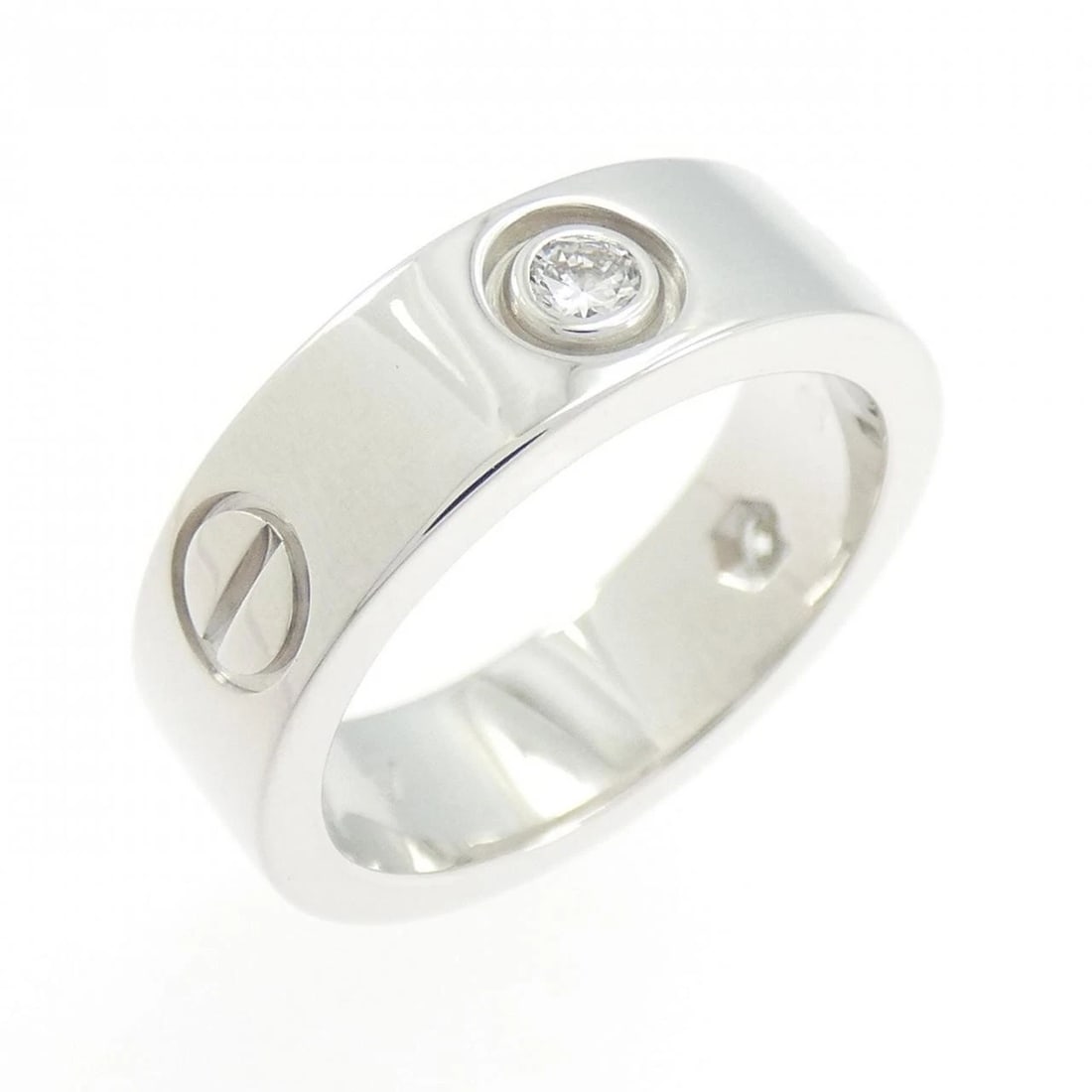 CARTIER LOVE HALF DIAMOND RING: Cartier Love Half Diamond Ring Brand: CARTIER Type/Style: Cartier Ring Material: 750 white gold Main Stone Natural Color: white gold Size: US5(49) Accessories: None Accessories Notice: Whe