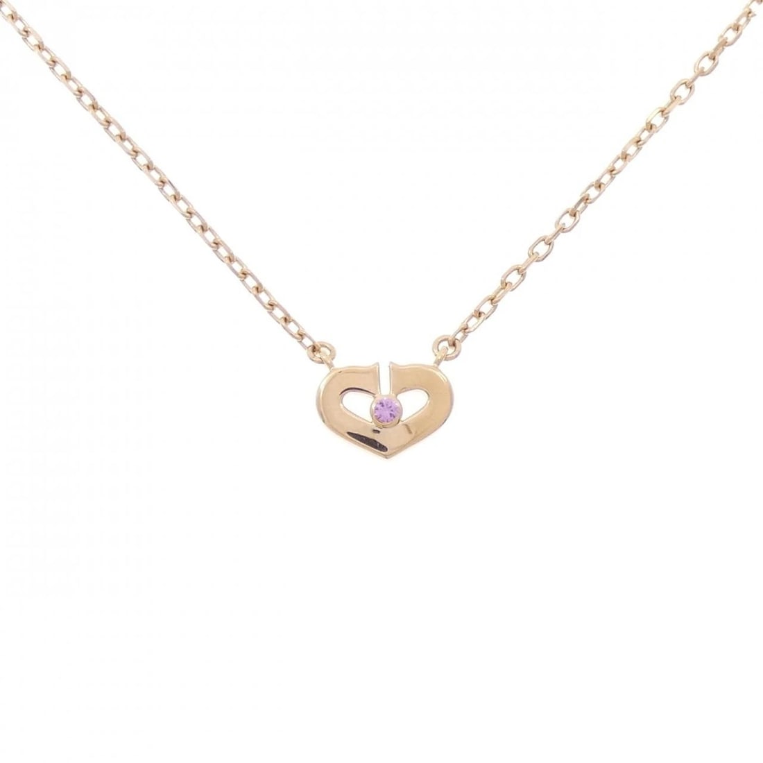 CARTIER C HEART NECKLACE: Cartier C Heart Necklace Brand: CARTIER Type/Style: Cartier Necklace Material: 750 Pink Gold Main Stone Sapphire Color: Pink Gold Size: Length38cm Actual Size Pendant length approx. x width approx.: