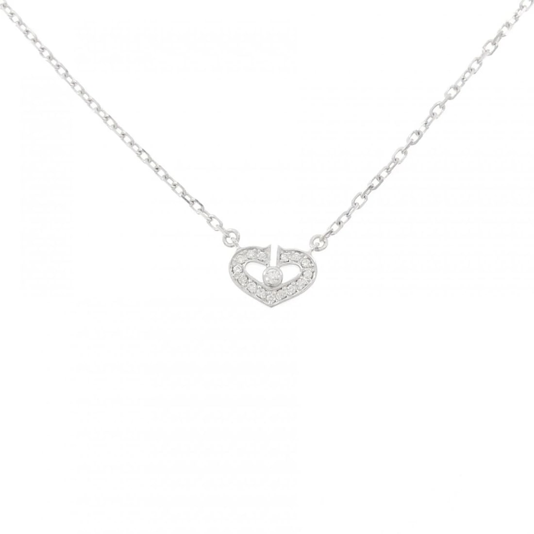 CARTIER C HEART NECKLACE: Cartier C Heart Necklace Brand: CARTIER Type/Style: Cartier Necklace Material: 750 white gold Main Stone Natural Color: White Gold Size: length39cmActual Size Pendant length approx. x width approx.: