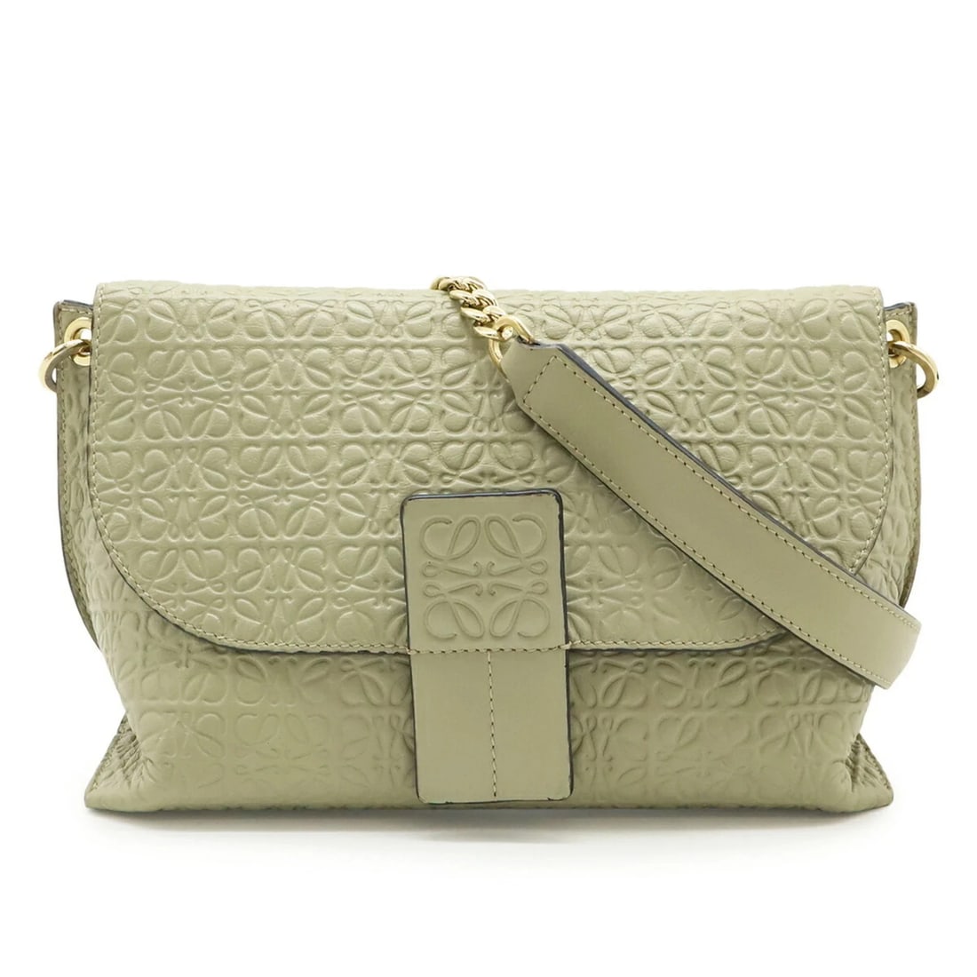 LOEWE REPEAT ANAGRAM AVENUE CHAIN SHOULDER BAG: LOEWE Repeat Anagram Avenue Chain Shoulder Bag Brand: Loewe Type/Style: Shoulder bag Material: Leather Color: Beige, Sand Size: 17cm x 24cm x 10cm / 6.69'' x 9.44'' x 3.93'' Accessories: None