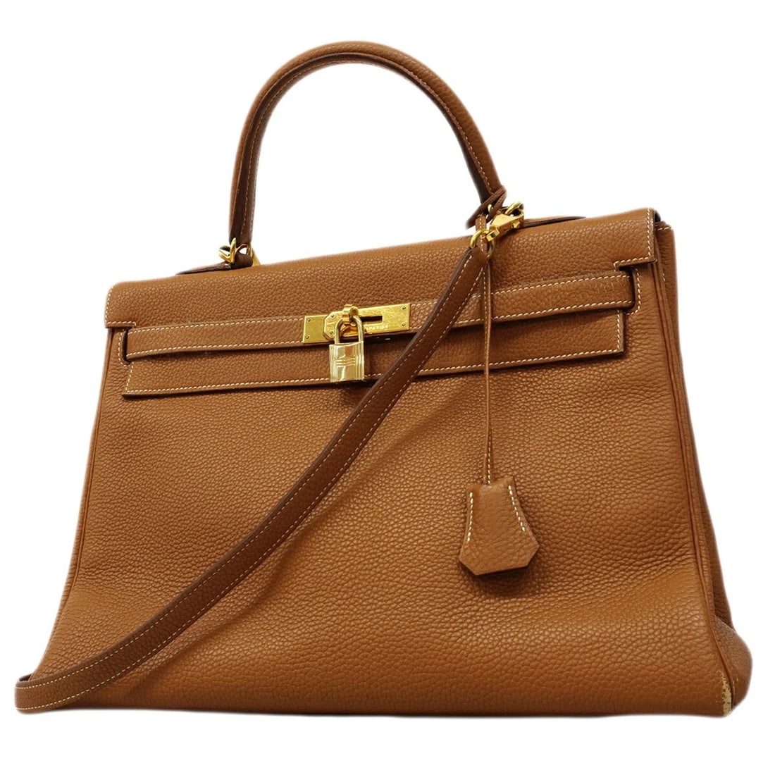 HERMES KELLY 35 TOGO GOLD HANDBAG: Hermes Kelly 35 Togo Gold Handbag Brand: Hermes Type/Style: Handbag Material: Togo leather Color: Gold Size: 24cm x 36cm x 14cm / 9.44'' x 14.17'' x 5.51'' Accessories: None Accessories No