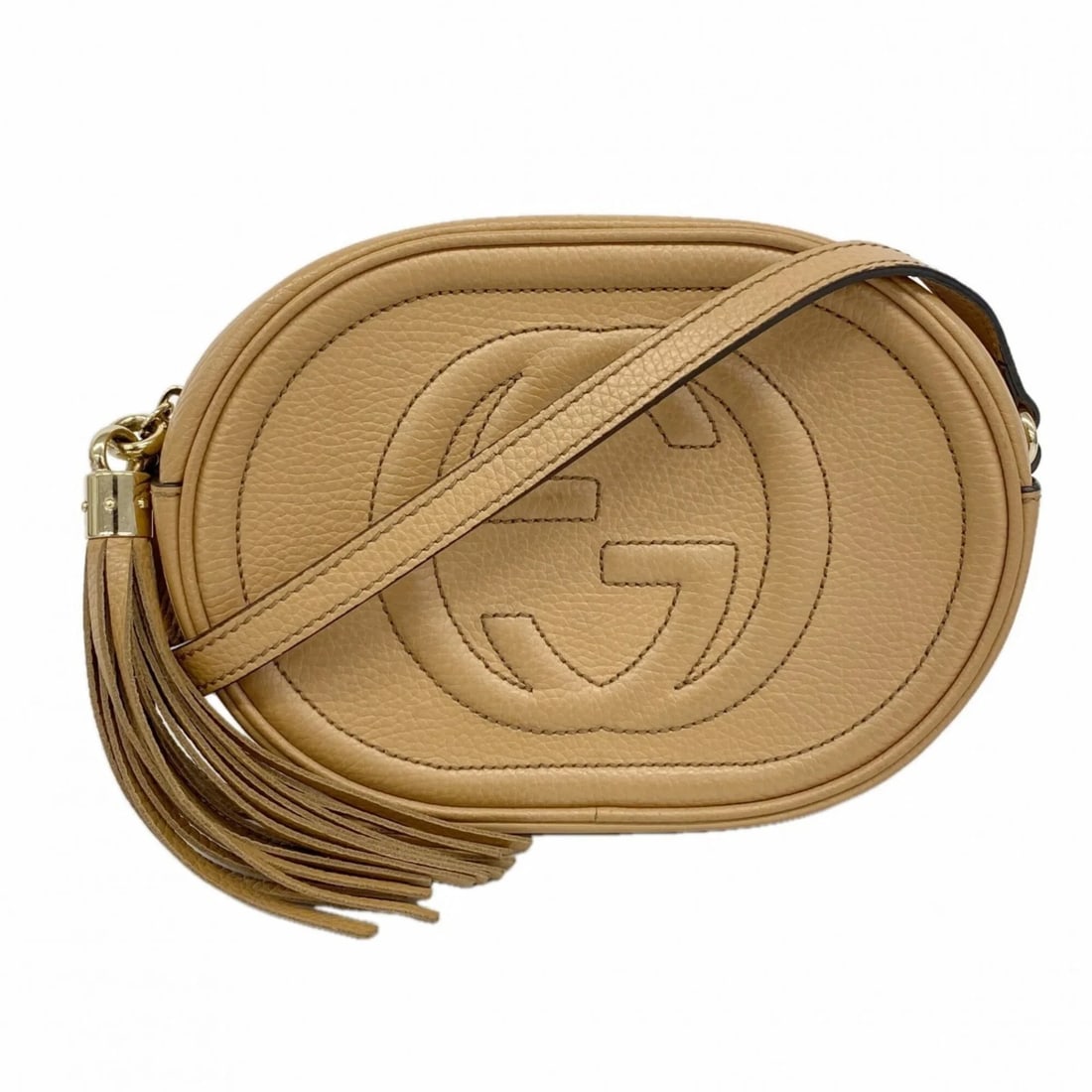GUCCI SOHO SHOULDER BAG LEATHER BEIGE CHAMPAGNE: Gucci Soho Shoulder Bag Leather Beige Champagne Brand: Gucci Type/Style: Shoulder bag Material: Leather Color: Beige Size: 16cm x 22cm x 7cm / 6.29'' x 8.66'' x 2.75'' Accessories: None Ac