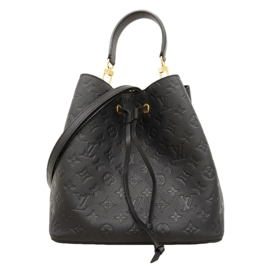 LOUIS VUITTON MONOGRAM EMPREINTE NEONOE HANDBAG: Louis Vuitton Monogram Empreinte NeoNoe Handbag Brand: Louis Vuitton Type/Style: Handbag Material: None Color: Black Size: 25.5cm x 25.5cm x 17cm / 10.03'' x 10.03'' x 6.69'' Accessories: None