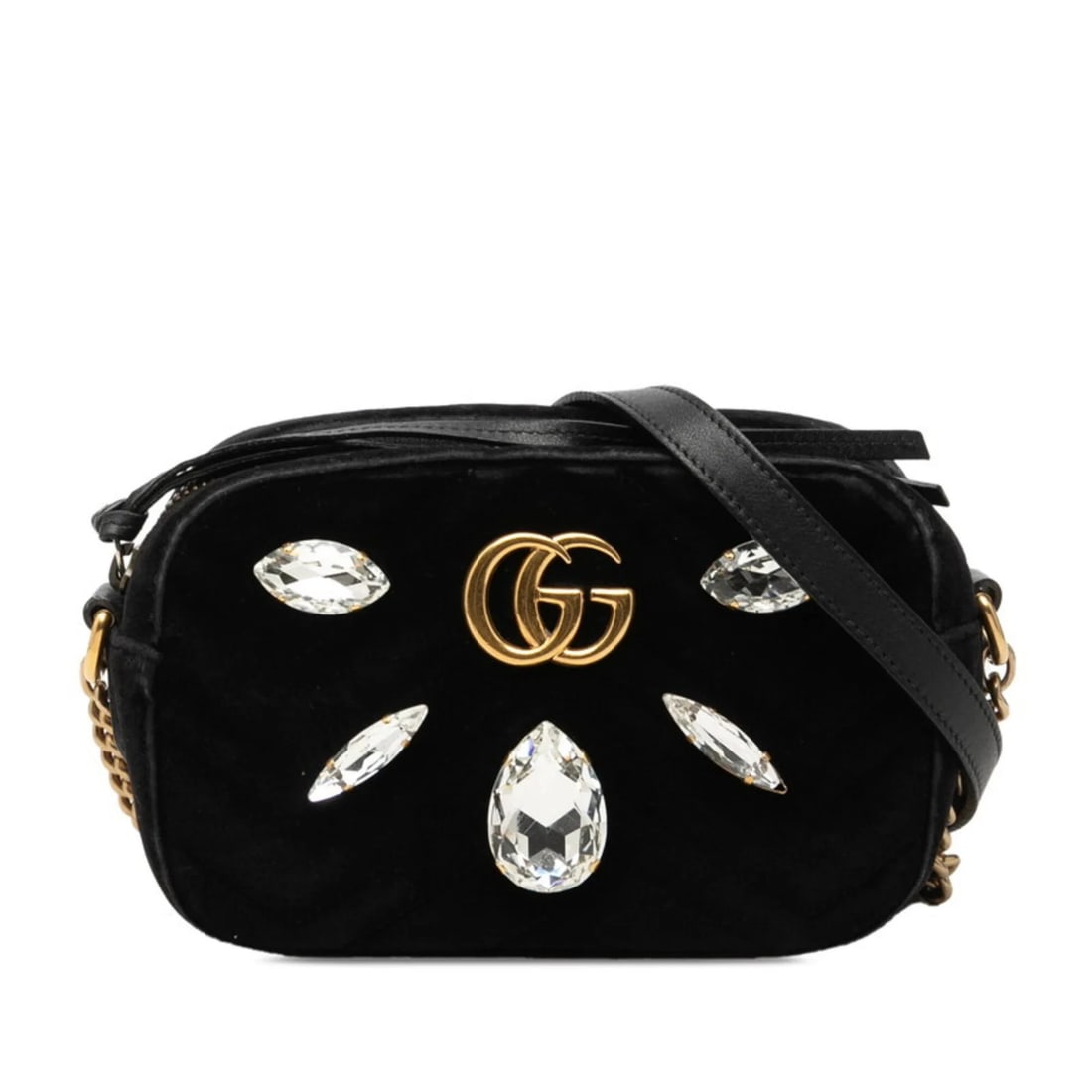 GUCCI GG MARMONT CROSSBODY QUILTED SHOULDER BAG: Gucci GG Marmont Crossbody Quilted Shoulder Bag Brand: Gucci Type/Style: Shoulder bag Material: Velvet , Leather Color: Black Size: 12cm x 18cm x 6cm / 4.72'' x 7.08'' x 2.36'' Accessories: None <