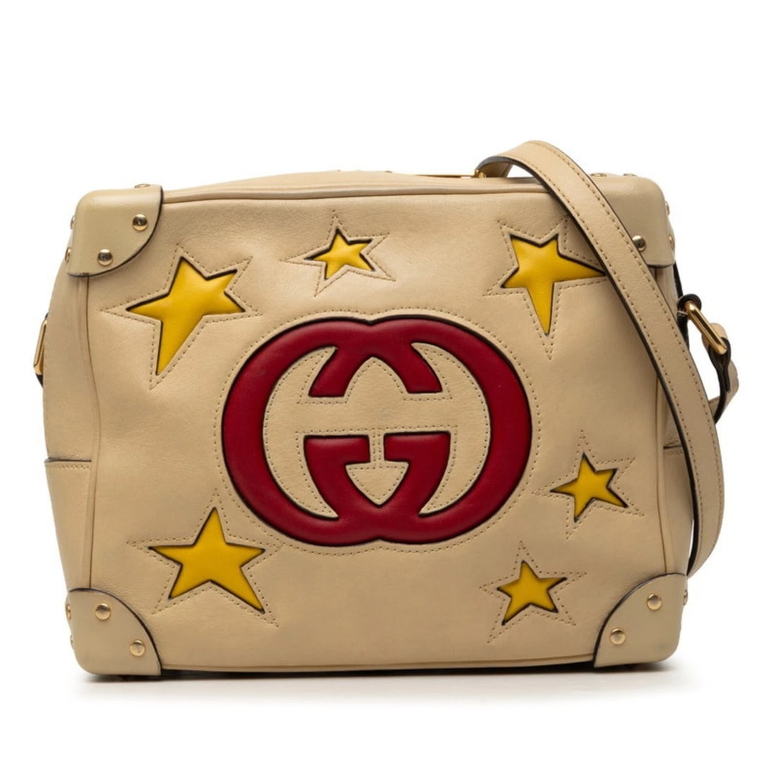 GUCCI GG LOGO CROSSBODY SHOULDER BAG: Gucci GG Logo Crossbody Shoulder Bag Brand: Gucci Type/Style: Shoulder bag Material: Leather Color: Beige, Red color Size: (HxWxD) 19cm x 23cm x 10cm / 7.48'' x 9.05'' x 3.93'' Accessories: None <