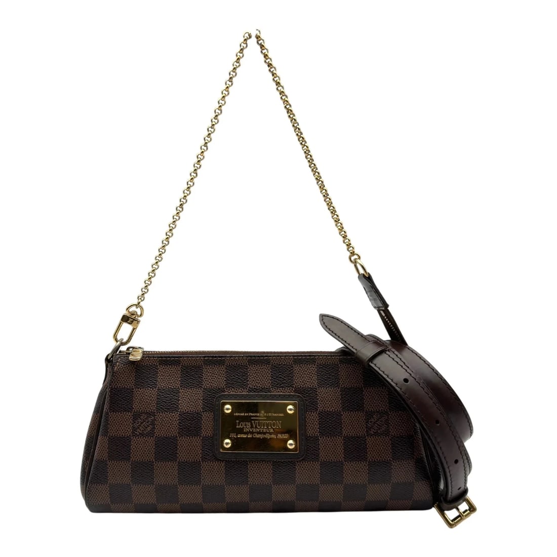 LOUIS VUITTON BROWN DAMIER/LEATHER SHOULDER BAG: LOUIS VUITTON Brown Damier/Leather Shoulder Bag Brand: LOUIS VUITTON Type/Style: Shoulder Bag Material: Damier/Leather Color: brown Size: W: 25.0cm / H: 13.0cm / D: 3.5cm Accessories: None