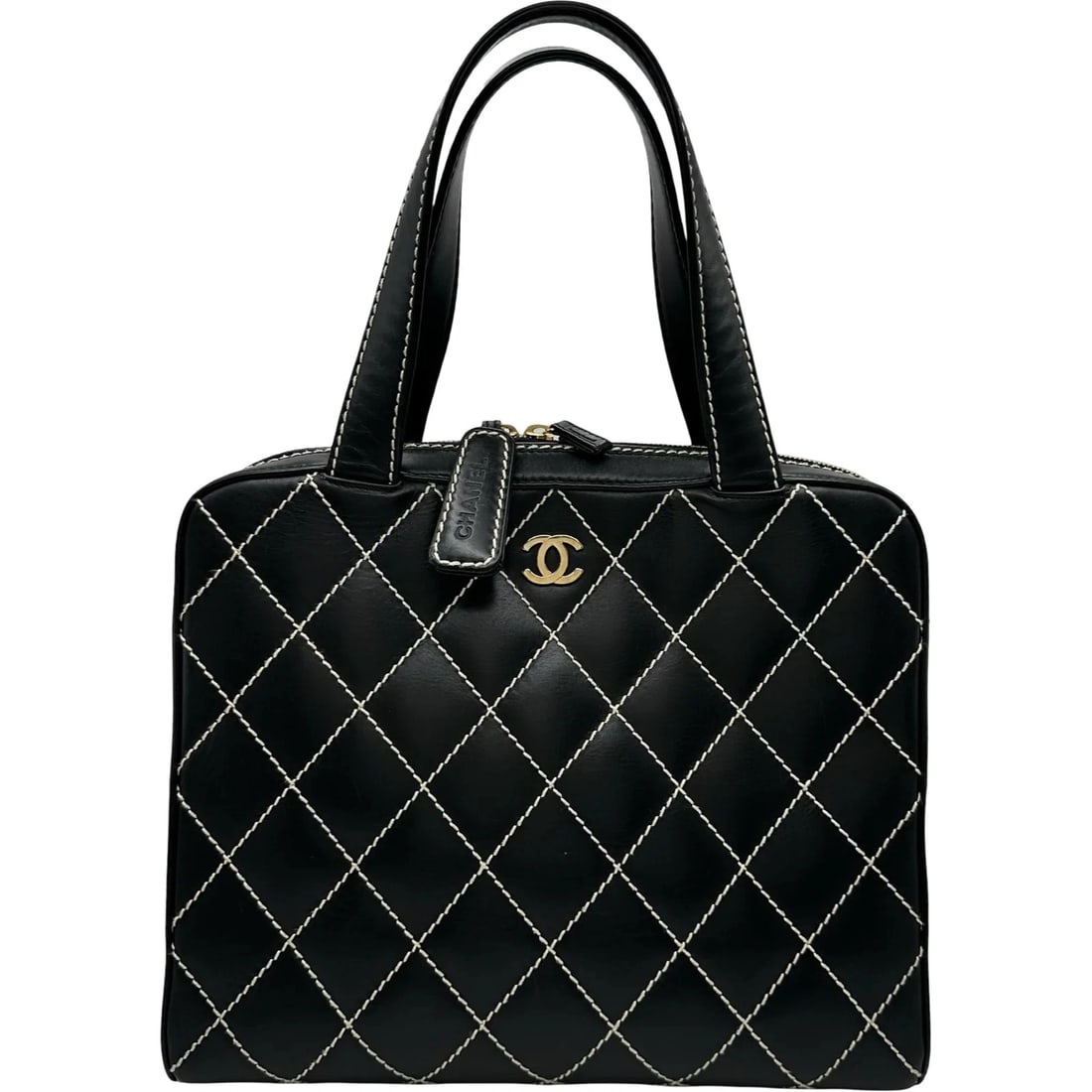 CHANEL WILD STITCH TOTE BLACK CALF: CHANEL Wild Stitch Tote Black Calf Brand: CHANEL Type/Style: Handbag Material: Calf Color: Black / GD Hardware Size: W: 31cm / H: 25cm / D: 10cm Accessories: None Accessories Notice: When purchasing